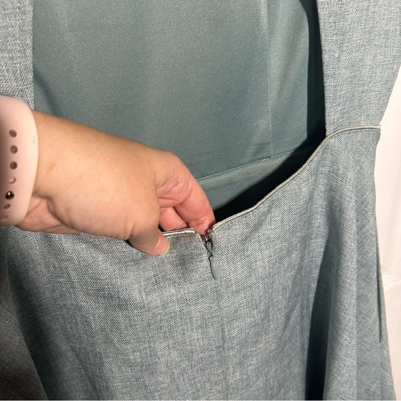 Lulu's Winsome Backless Skater Mini Dress Mint Blue Pockets Fit & Flare Medium - Picture 7 of 15